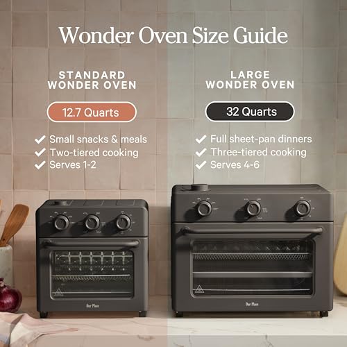 Our Place Wonder Oven | 6-in-1 Stainless Steel Air Fryer Toaster Oven Combo with Basket, Rack, Pan & Tray | Compact 13 QT Countertop Capacity - Toast, Roast, Bake, Reheat, Broil & Steam | Spice