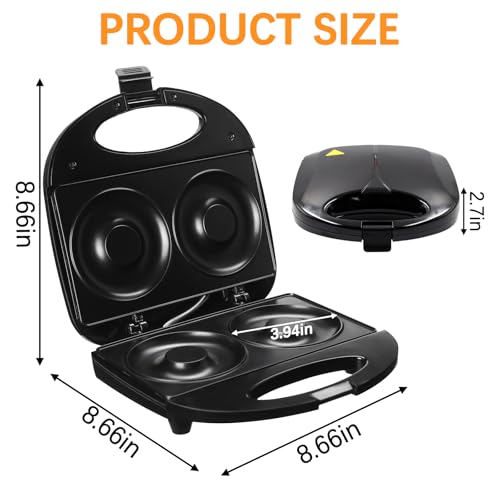 Ht Viik Donut Maker,Mini donut machine,Mini Donut Maker Machine Doughnut Maker,2 Extra Large 4-inch Donuts,Non-stick,anti-scalding,Easy To Use and Clean,Perfect for Making Donuts with The Family.