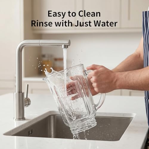 Glass Jar Blender for Smoothies & Shakes, 51 oz Countertop Blender with 2 Speeds + Pulse, 500W Motor, Easy Cleaning, Removable Stainless Steel Blades for Sauces, Nut Milk & Puree, Black