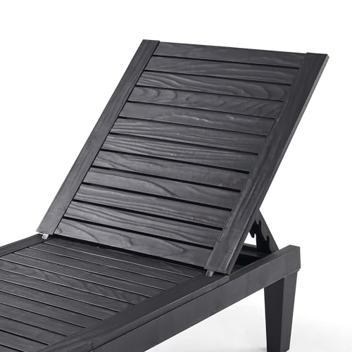 Nestl Patio Chairs - Black Chaise Lounge Chair Outdoor, 5-Position Adjustable Sun Tanning Chair, Waterproof Pool Lounge Chairs Set of 2, Reclining Lawn Chair, Lightweight Outdoor Lounge Chairs