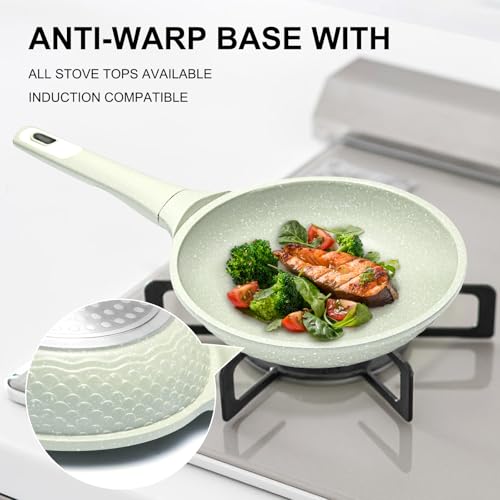 Xuanying 8 Inch Non Stick Frying Pan with Lid - Omelette & Egg Pan Skillet | PFOA/PFAS Free Healthy Cookware | All Stovetop & Dishwasher Safe | Heat Resistant Handle | Eco-Friendly