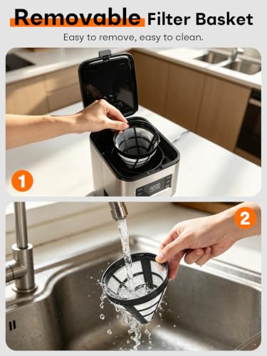12 Cup Drip Coffee Maker Programmable, Regular & Strong, LED Display