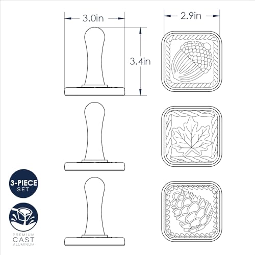 Nordic Ware Springerle Cookie Stamps (Set of 3), Sturdy Cast Aluminium Cookie Stamp Set, Cookie Press Set Made in the USA, Sturdy and Durable Biscuit Maker Press Set