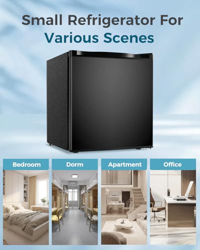 Feelfunn 1.7 Cu.Ft Mini Fridge with Freezer, Small Refrigerator, Black