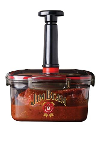 Jim Beam Vacuum Seal Marinade Box, Air Sealed Pump, Removes air from the Marinade Box, Speedy Marination Process, Barbecue and Grilling Marinator, Perfect Marination of Beef, Chicken and Fish