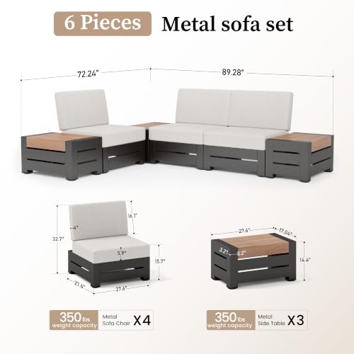 SUNSHINE VALLEY 6-Piece Patio Sectional Set, Modular Design