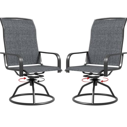 YLGJ&TIDY Patio Swivel Chairs Set,Outdoor Dining Chairs with High Back,All Weather Breathable Textilene,360° Rotating 15° (Gray-3, 2-piece)