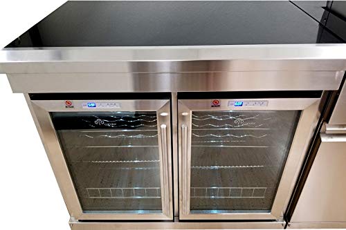 MCP Island Grills Modular 3 Piece Island Electric and Propane or Natural Gas BBQ Outdoor Stainless Steel Grill Kitchen, with Double Wine Refrigerator, Sink, Rotisserie, Black Marble Top and FREE Protective Canvas Cover, 08BF-DF