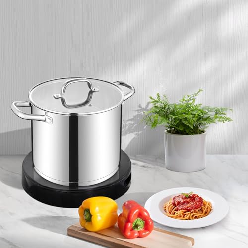 LIANYU 12 QT Stock Pot with Lid, 12 Quart Stainless Steel Large Tall Soup Pot for Cooking, Big Deep Stockpot with Visible Lid, Tri-ply Heavy Duty Stockpot for Induction, Stoves, Gas