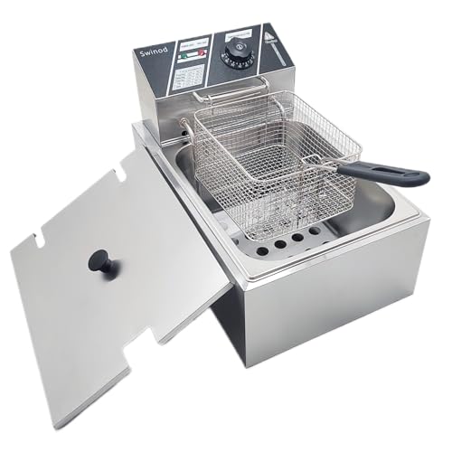 Electric Deep Fryer with Basket for Home Use, Countertop Commercial Deep Fryer 1700w Powerful Performance 9.7Qt Large Capacity Stainless Steel Oil Fryer, Temperature Control