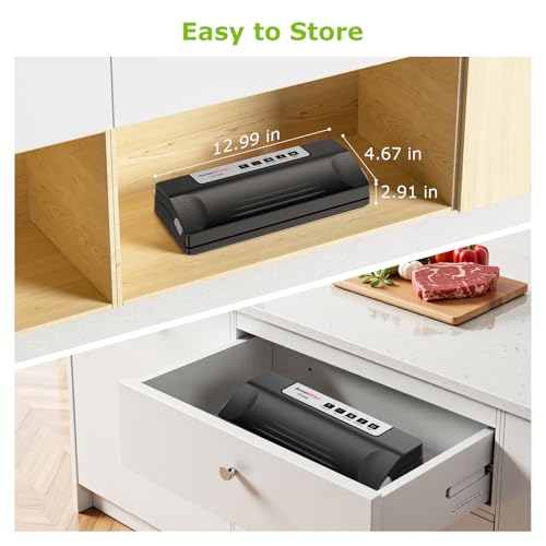 Bonsenkitchen Vacuum Sealer Machine for Food Storage,Black-Silver