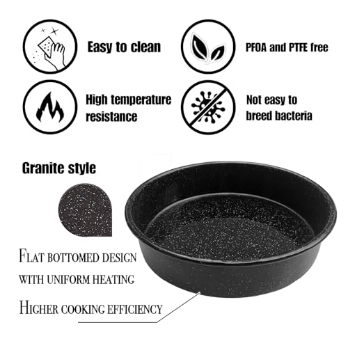 3-Pack Enamel Roasting Pan Set Round Deep Baking Pans Oven Trays10"/12"/14" Cake Pans High Performance Non-Toxic Pizza Pan Cookie Baking Sheets Oven Trays For Cooking Merry Christmas Gift for Mom