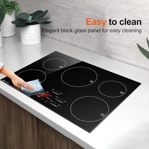 AMZCHEF 30" Built-in Induction Cooktop, 9 Levels, 240V, No Plug, 10600W