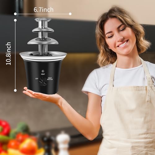 MINI Chocolate Fountain Machine Small Electric Chocolate Fondue Fountain Machine for Party for Candy Butter Cheese (Black)