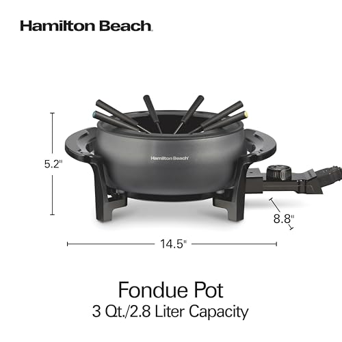 Hamilton Beach 12 Cup Electric Fondue Pot Set with Temperature Control