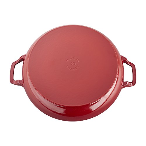 Staub Cast Iron Braiser with Glass Lid, Dutch Oven, 3.5-quart, serves 3-4, Made in France, Cherry