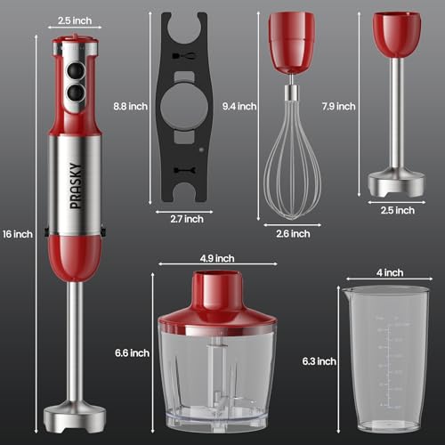 Immersion Blender Handheld 1200W, 20-Speed 5-in-1 Hand mixer