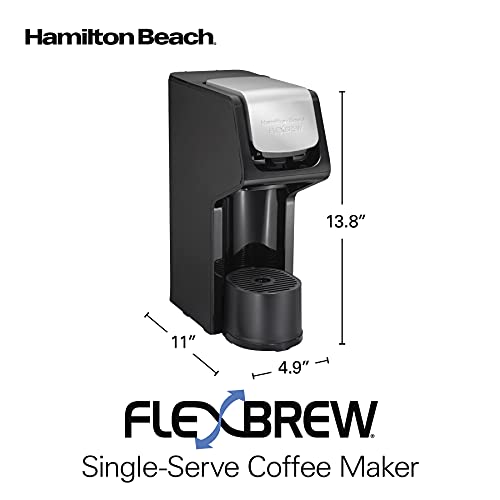 Hamilton Beach FlexBrew Single Serve Coffee Maker, Coffee Machine Compatible with Pod Packs and Grounds, Black Next Gen (49900)