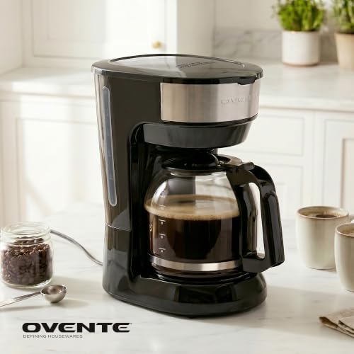 OVENTE 12-Cup Drip Coffee Maker with Easy On/Off Switch, Black CM412B