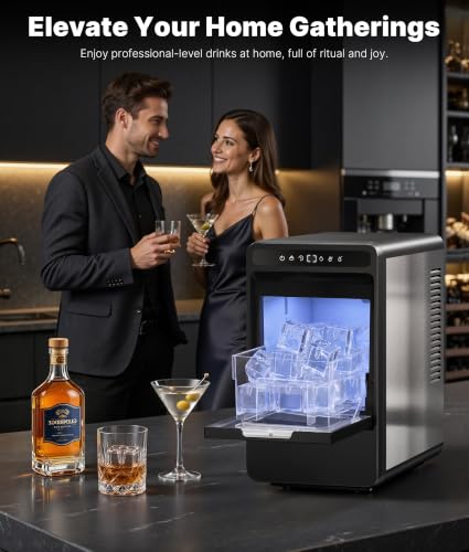 Oylus 1.6" Clear Ice Cube Maker, 4 Large Square Ice Cube in 25 Mins