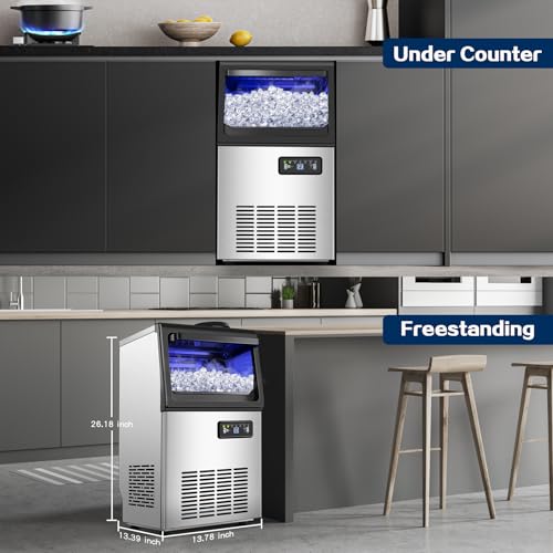 Zomagas 110LBS/24H Commercial Ice Maker Machine Under Counter/Freestanding