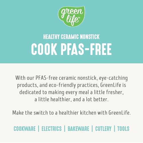GreenLife Soft Grip 16 Piece Cookware Set, Non-Toxic PFAS-Free Ceramic Nonstick, Pots, Frying, Sauce, Saute, Glass Lids, Stay-Cool Handles, Wobble Free Bases, Dishwasher & Oven Safe, Turquoise