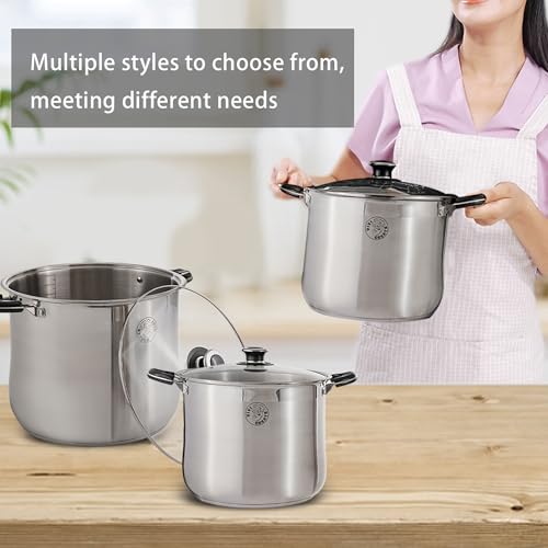 Vivicreate 14.5 Quart Stainless Steel Stock Pot with Lid Large Induction Cooking Pot for Pasta Soup Boiling Stew with Measurement Marks and Handles