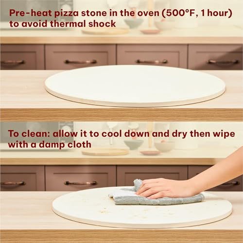 Colenza Extra Large Pizza Stone For Oven Approximately 18 Inch (17.8 Inch) - Durable Ceramic Pizza Stone, Heat Resistant up to 1,472°F, Perfect for Homemade Pizza, Bread and More