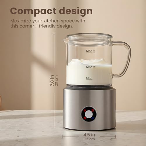 Detachable Milk Frother, 4 in 1 Milk Frother and Steamer, Dishwasher Safe, Glass Frother 16.9oz Warm and Cold Foam Maker, Electric Milk Frother for Coffee, Latte, Hot Chocolate (Silver)