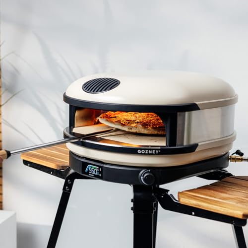 Gozney Arc & Arc XL Pizza Oven Stand, Outdoor Stand with Locking Wheels, Adjustable Wood Wings for Ingredients and Tools, Hanging Hooks for Cookware