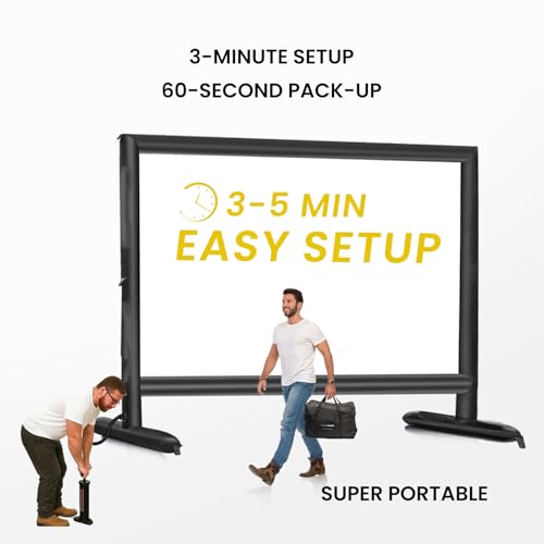 Silent Inflatable Projector Screen I Air-Tight No-Blower Design, Black Backing, 150 inch (Equivalent to 18ft) for Indoor & Outdoor Use Backyard, Pool, Camping, Office, Church by Silvermagic