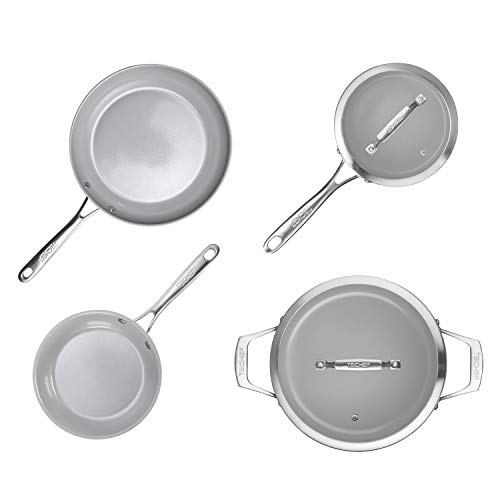 TECHEF - CeraTerra Collection Ceramic Nonstick Cookware Set (PTFE and PFOA Free Ceramic Exterior & Interior), Made in Korea, (6-Piece Set)