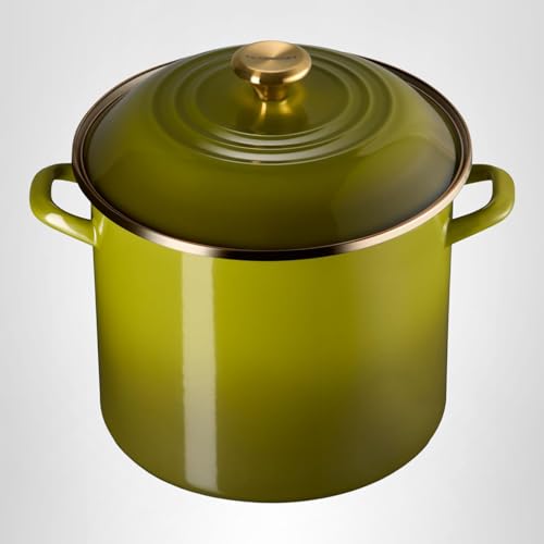 Le Creuset Enamel on Steel Traditional Stockpot, 10 qt., Olive with Stainless Steel Knob