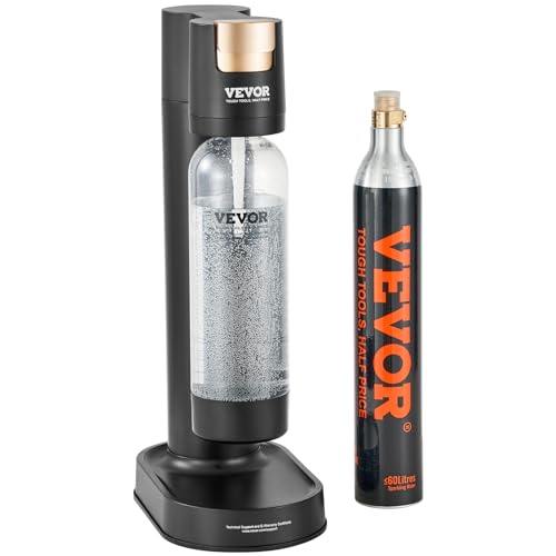 VEVOR Sparkling Water Maker, Soda Maker Machine for Home Carbonating, Seltzer Water Starter Kit with BPA-free 1L PET Bottle, CO2 Cylinder, Compatible with Mainstream Screw-in 60L CO2 Cylinder, black