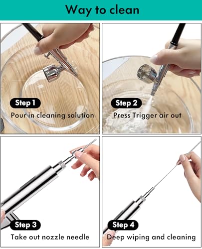 Gocheer Airbrush Kit with Air Compressor, 40 48 PSI High Pressure Air Brush Non-Clogging with 0.2/0.3/0.5mm Nozzle/Cleaning Sets, Ideal for Painting, Modeling, Cake Decor, Makeup (Black, 48 PSI)