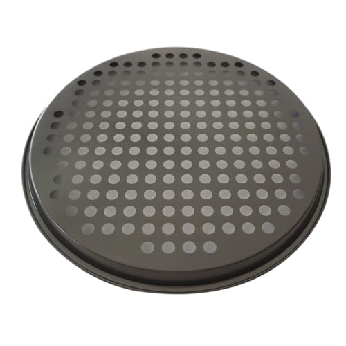 LoveDeal 11Inch Pizza Pans with Holes, Nonstick Round Pizza Trays for Toaster Oven, Carbon Steel Pizza Baking Pan Set for Fresh & Frozen Pizza, Vented Pizza Dish - 2PCS, Black