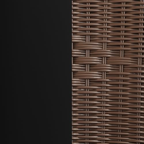 Flash Furniture Lila 28'' Round Glass Metal Table with Dark Brown Rattan Edging and 2 Dark Brown Rattan Stack Chairs