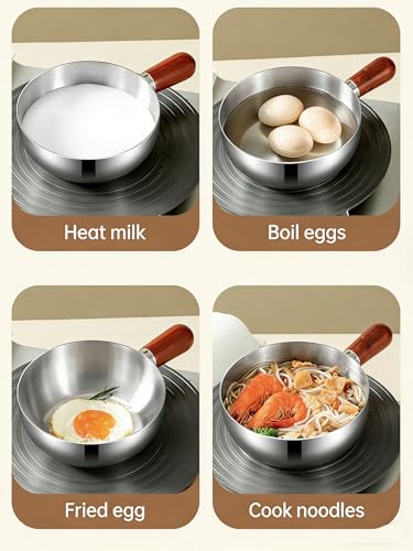 Small Saucepan with Lid, 1 qt Tri-Ply Stainless Steel Pot with Stay-Cool Handle & All Cooktop Compatibility (Gas, Ceramic, Electric) - Mini Sauce Pan Silver