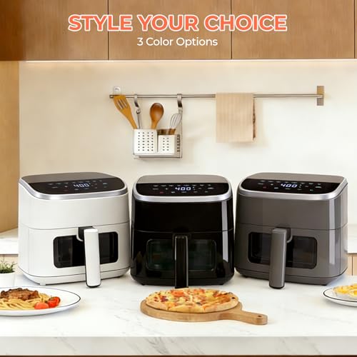DUMOS Air Fryer, 4QT Nonstick Airfryer with 8 Presets Visual Window