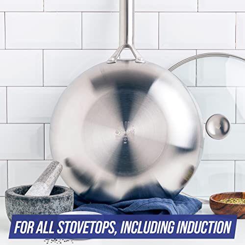 Blue Diamond 7-Piece Tri-Ply Stainless Steel Ceramic Nonstick Cookware Set, PFAS & PFOA-Free Pots and Pans, Multi Clad, Induction Compatible, Dishwasher & Oven Safe, Silver
