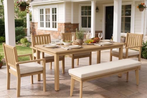 FansaFurn 6 Piece Acacia Outdoor Patio Table and Chairs Set for All-Weather