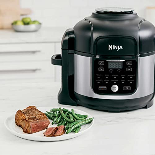 Ninja OS301/FD305CO Foodi 10-in-1 Pressure Cooker and Air Fryer with Nesting Broil Rack, 6.5-Quart Capacity, and a Stainless Finish (Renewed)