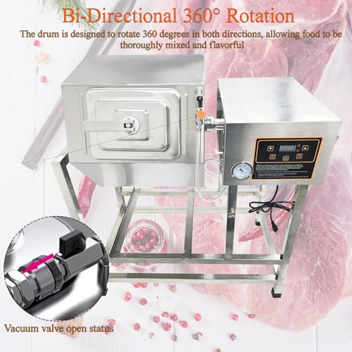 TECHTONGDA 80L Meat & Vegetable Tumbler Marinator, Vacuum Curing Marinating Tumbling Rolling Machine for Chicken Steak, Sausage & More, Food Tumbler Marinating Machine with Bidirectional Rotation