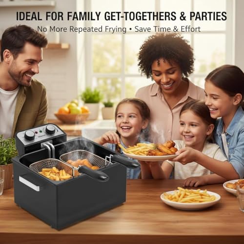 Vexon Large Electric Deep Fryer 4.9L/20Cups 1800W Black Stainless Steel Pot