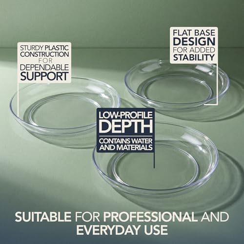 Royal Imports 9" Clear Plastic Saucer Plant Drip Tray, Low Pie Plate, Floral Flower Dish, Wedding, Party, Home and Holiday Decor, 6 Pack