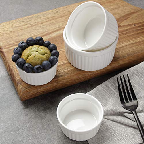 Foraineam Set of 12 Porcelain Ramekins Bakeware, 4 Ounce White Souffle Dishes Dessert Custard Baking Cups for Baking, Cooking, Serving
