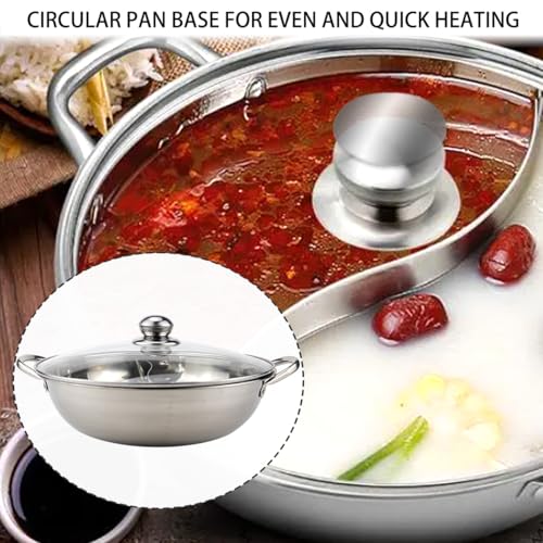Stainless Steel Shabu Hot Pot 11.8Inch Divided Hot Pot Pan,Dual Sided Soup Cookware Cooking Pot with Divider Induction Cooktop Gas Stove