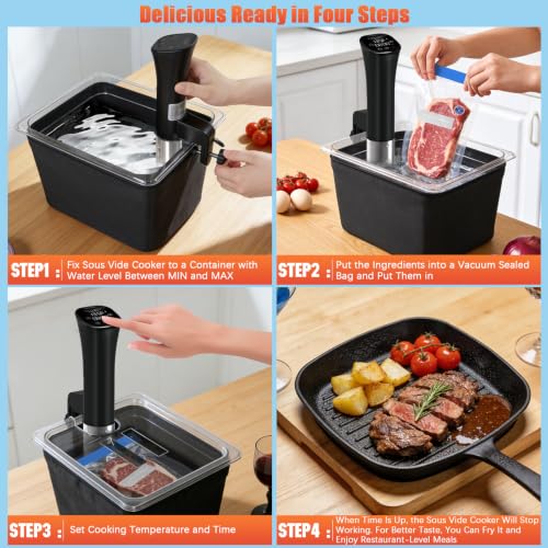 CATTLEMAN Sous Vide Cooker with Container & Lid 12QT, Wine Chiller, 1000W