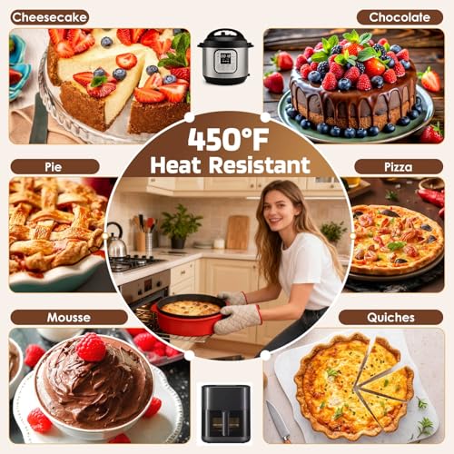 MASSUGAR 4 7 9 Inch Springform Pan Cheesecake Pan with Silicone Protector, 50 Pcs Parchment Paper Liners, 3 Cake Scrapers, Leakproof Round Cake Pan for Baking in Water Bath Nonstick Spring Form Pan