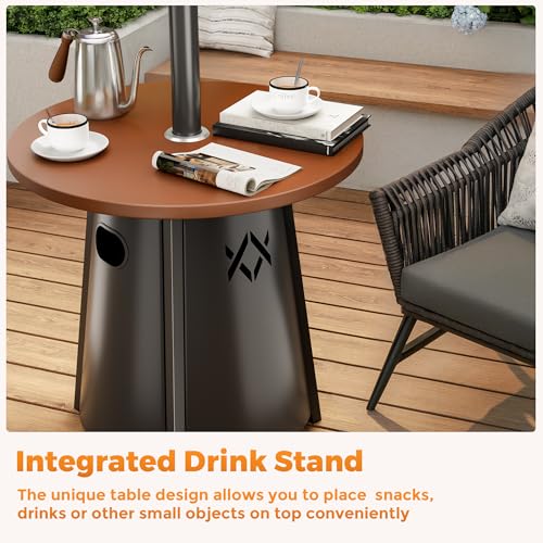 Pamapic 50,000 BTU Outdoor Heaters for Patio with Round Table Design, Premium 304 Stainless Steel Burner, Triple Protection System Propane Patio Heater for Porch Garden, Residential & Commercial Use